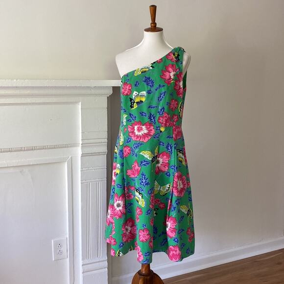 Talbots Dress 12 Cocktail Dress Retro Homecoming Dress One Shoulder Butterfly - Picture 14 of 16